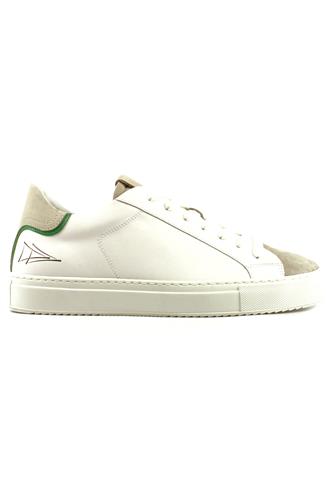 Pechino White Leather Grey Nubuck Green Detail, NEVVER